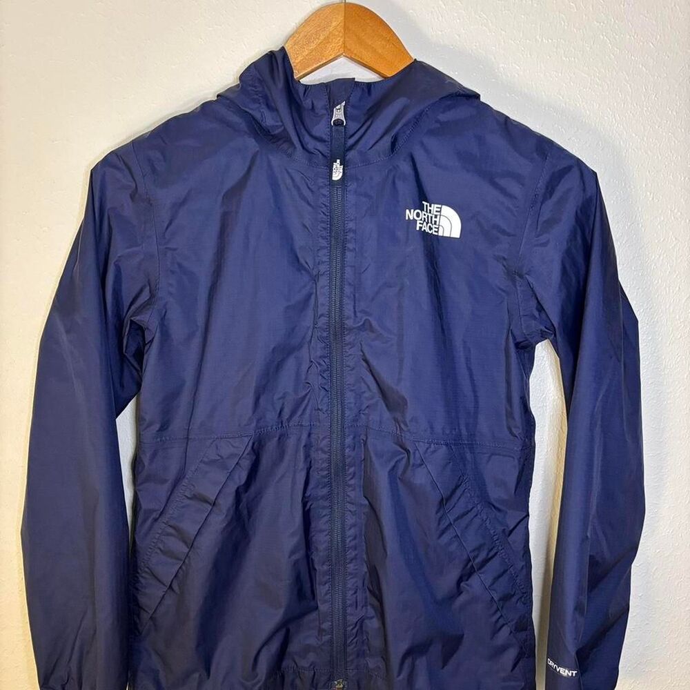 The North Face Boys DryVent Navy Waterproof Rain Jacket Hooded Windbreaker Size